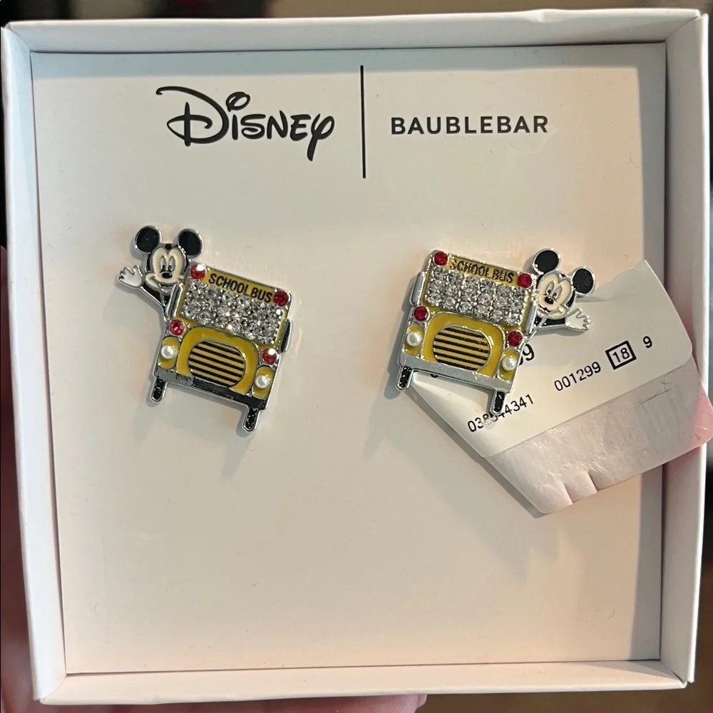 Disney BaubleBar Mickey School Bus Earrings - Yellow and Silver - Picture 1 of 1